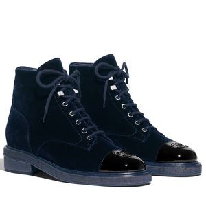 Velvet Chanel Combat Boots